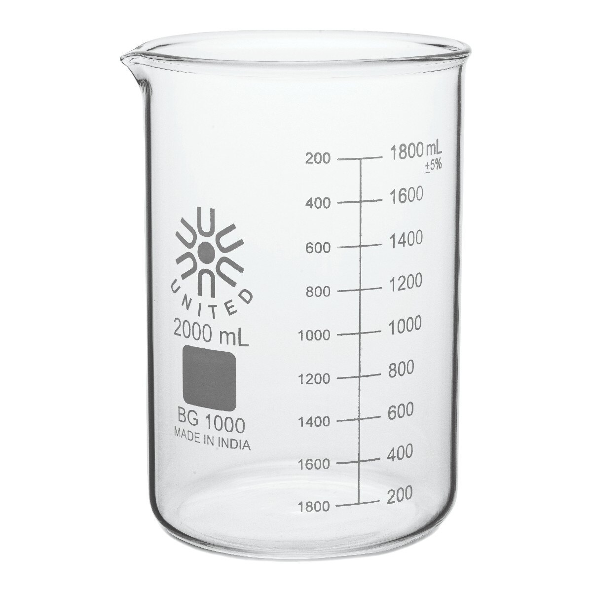 BG1000-2000-CASE | 2000mL Graduated Glass Low Form Beaker (case of 8)